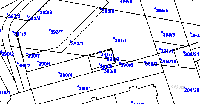 Parcela st. 391/7 v KÚ Královo Pole, Katastrální mapa