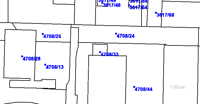 Parcela st. 4708/33 v KÚ Královo Pole, Katastrální mapa