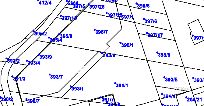 Parcela st. 393/8 v KÚ Královo Pole, Katastrální mapa