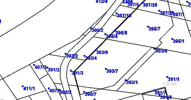 Parcela st. 393/9 v KÚ Královo Pole, Katastrální mapa