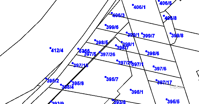 Parcela st. 397/26 v KÚ Královo Pole, Katastrální mapa