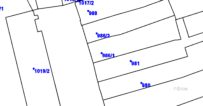 Parcela st. 986/1 v KÚ Královo Pole, Katastrální mapa