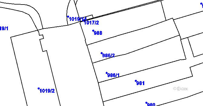 Parcela st. 986/2 v KÚ Královo Pole, Katastrální mapa