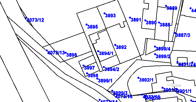 Parcela st. 3894/1 v KÚ Královo Pole, Katastrální mapa