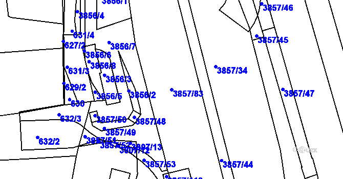 Parcela st. 3857/83 v KÚ Královo Pole, Katastrální mapa