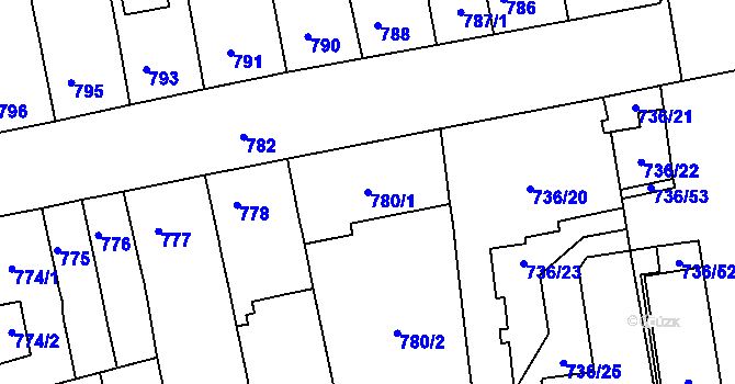 Parcela st. 780/1 v KÚ Královo Pole, Katastrální mapa