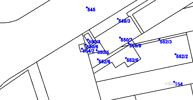 Parcela st. 550/5 v KÚ Královo Pole, Katastrální mapa