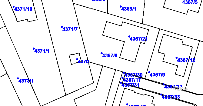 Parcela st. 4367/8 v KÚ Královo Pole, Katastrální mapa