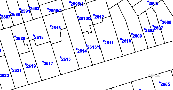 Parcela st. 2613/1 v KÚ Královo Pole, Katastrální mapa