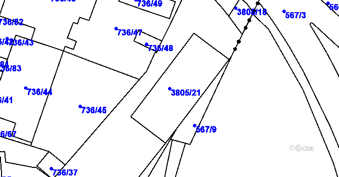 Parcela st. 3805/21 v KÚ Královo Pole, Katastrální mapa