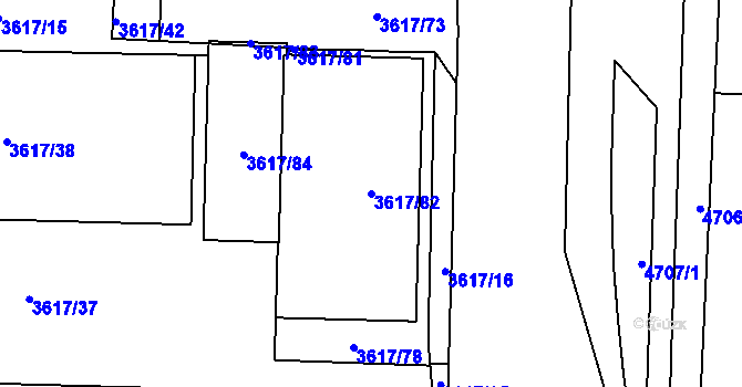 Parcela st. 3617/82 v KÚ Královo Pole, Katastrální mapa