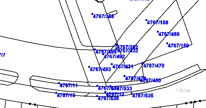 Parcela st. 4767/492 v KÚ Královo Pole, Katastrální mapa