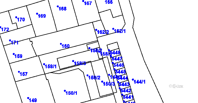 Parcela st. 158/5 v KÚ Královo Pole, Katastrální mapa