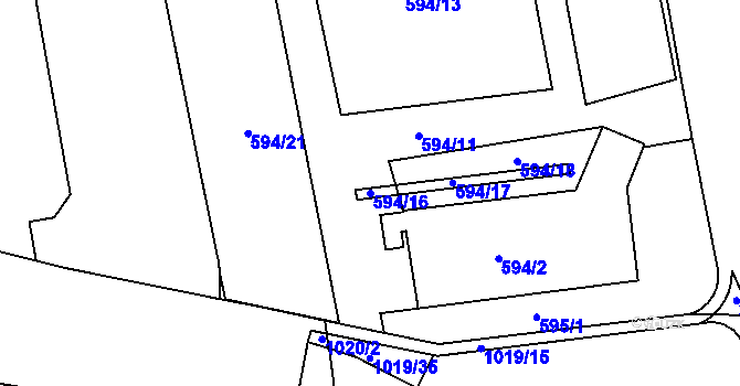 Parcela st. 594/16 v KÚ Královo Pole, Katastrální mapa