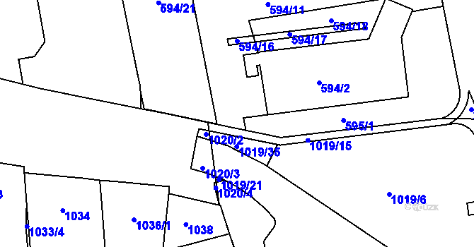 Parcela st. 595/2 v KÚ Královo Pole, Katastrální mapa