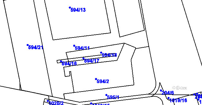 Parcela st. 594/18 v KÚ Královo Pole, Katastrální mapa