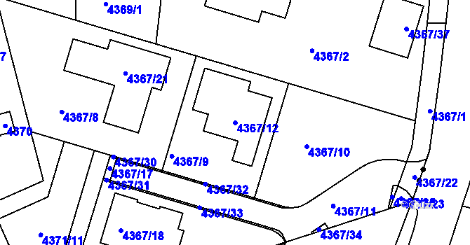 Parcela st. 4367/12 v KÚ Královo Pole, Katastrální mapa