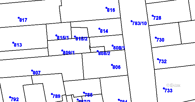 Parcela st. 808/2 v KÚ Královo Pole, Katastrální mapa