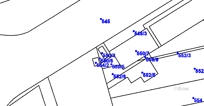 Parcela st. 550/3 v KÚ Královo Pole, Katastrální mapa