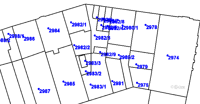 Parcela st. 2982/9 v KÚ Královo Pole, Katastrální mapa