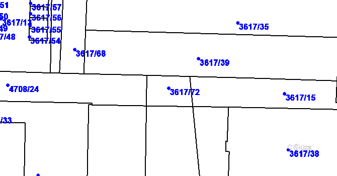 Parcela st. 3617/72 v KÚ Královo Pole, Katastrální mapa