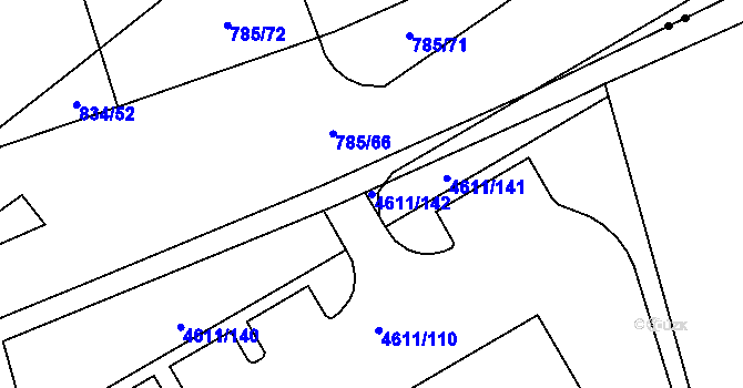 Parcela st. 4611/142 v KÚ Královo Pole, Katastrální mapa