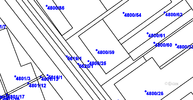 Parcela st. 4800/59 v KÚ Královo Pole, Katastrální mapa