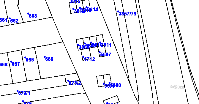 Parcela st. 5697 v KÚ Královo Pole, Katastrální mapa