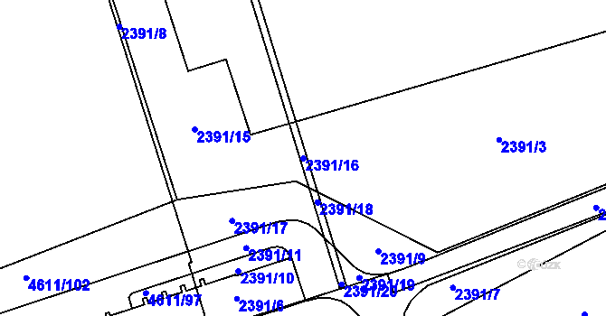 Parcela st. 2391/16 v KÚ Královo Pole, Katastrální mapa