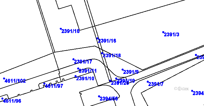Parcela st. 2391/18 v KÚ Královo Pole, Katastrální mapa