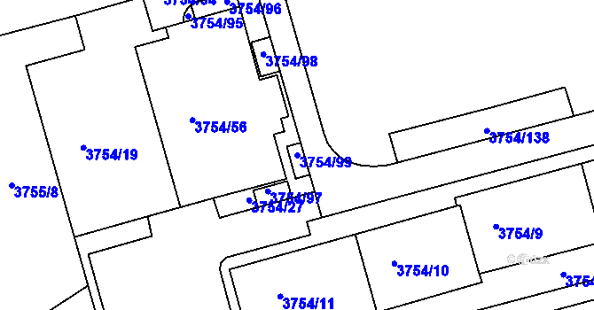 Parcela st. 3754/99 v KÚ Královo Pole, Katastrální mapa