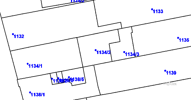 Parcela st. 1134/2 v KÚ Královo Pole, Katastrální mapa