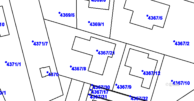 Parcela st. 4367/21 v KÚ Královo Pole, Katastrální mapa