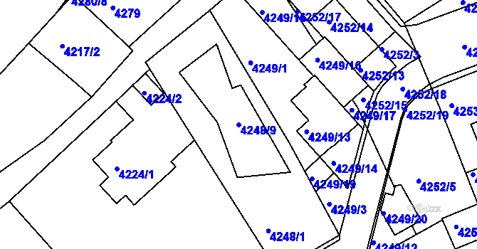 Parcela st. 4248/9 v KÚ Královo Pole, Katastrální mapa