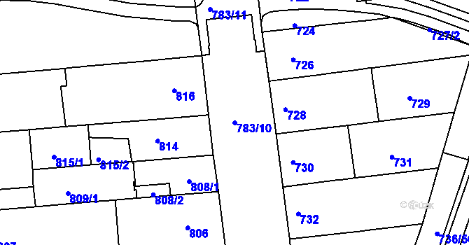 Parcela st. 783/10 v KÚ Královo Pole, Katastrální mapa
