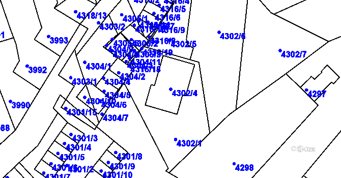 Parcela st. 4302/4 v KÚ Královo Pole, Katastrální mapa
