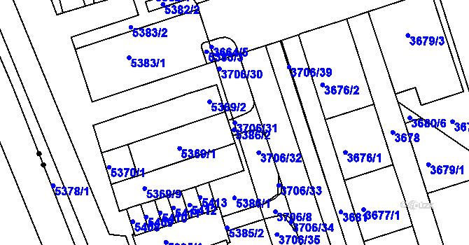 Parcela st. 3706/31 v KÚ Královo Pole, Katastrální mapa