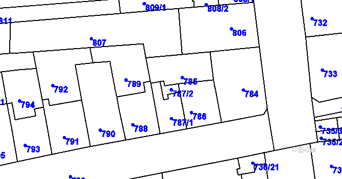 Parcela st. 787/2 v KÚ Královo Pole, Katastrální mapa