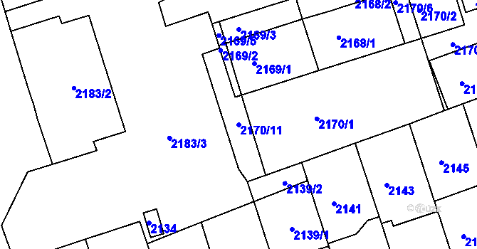 Parcela st. 2170/11 v KÚ Královo Pole, Katastrální mapa
