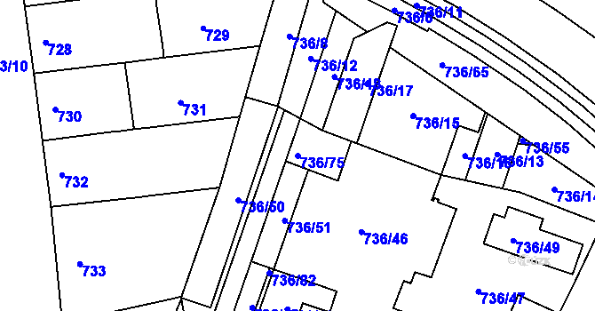 Parcela st. 736/75 v KÚ Královo Pole, Katastrální mapa