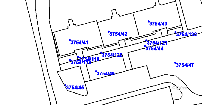Parcela st. 3754/120 v KÚ Královo Pole, Katastrální mapa