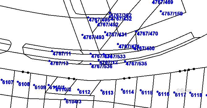 Parcela st. 4767/533 v KÚ Královo Pole, Katastrální mapa