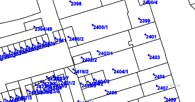Parcela st. 2402/1 v KÚ Královo Pole, Katastrální mapa