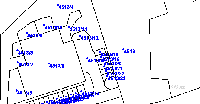 Parcela st. 4513/18 v KÚ Královo Pole, Katastrální mapa