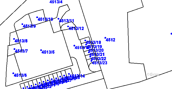 Parcela st. 4513/19 v KÚ Královo Pole, Katastrální mapa