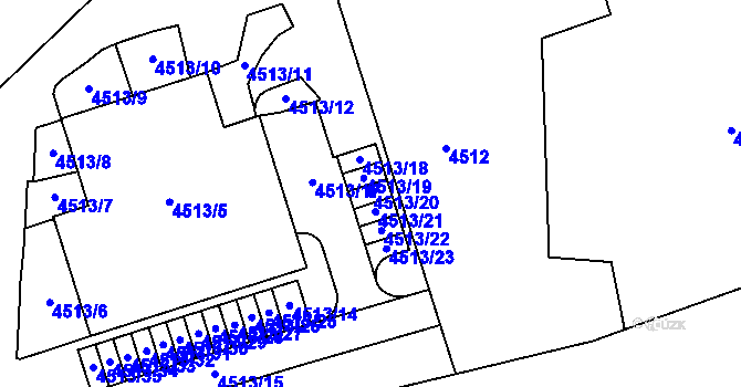 Parcela st. 4513/20 v KÚ Královo Pole, Katastrální mapa