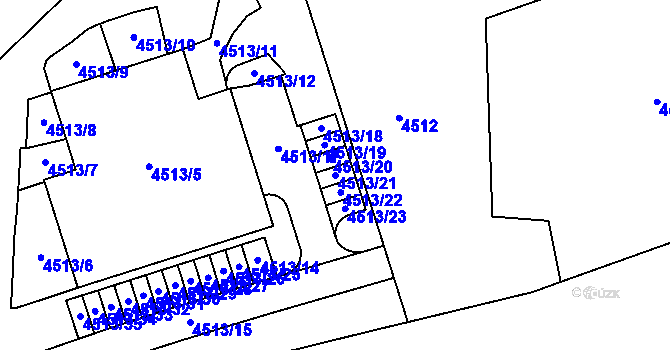 Parcela st. 4513/21 v KÚ Královo Pole, Katastrální mapa