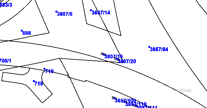 Parcela st. 3807/19 v KÚ Královo Pole, Katastrální mapa