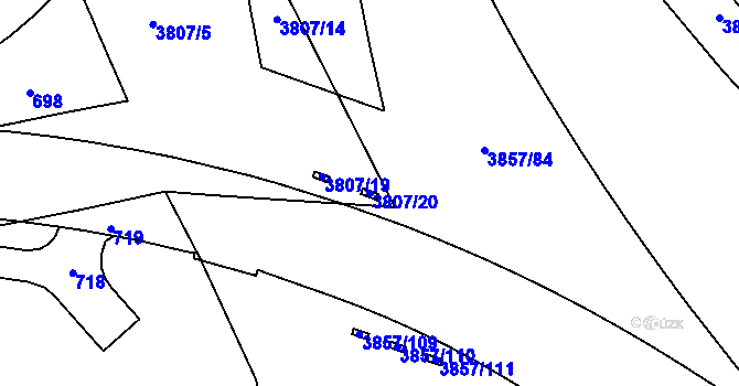 Parcela st. 3807/20 v KÚ Královo Pole, Katastrální mapa
