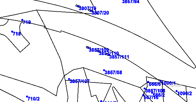 Parcela st. 3857/110 v KÚ Královo Pole, Katastrální mapa